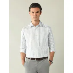 Ad By Arvind Grey Cotton Regular Fit Striped Shirt-picture-38