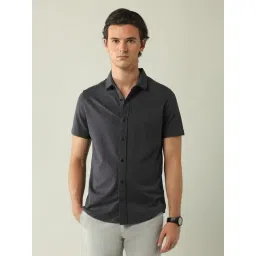 Ad By Arvind Grey Cotton Slim Fit Printed Shirt-picture-26