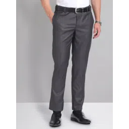 Ad By Arvind Grey Regular Fit Checks Trousers-picture-18