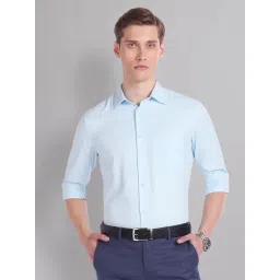 AD by Arvind Light Blue Regular Fit Textured Shirt-picture-41