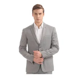 AD by Arvind Light Grey Textured Blazer-picture-36