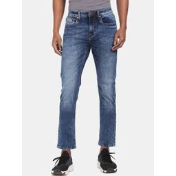 AD By Arvind Men Blue Acid-Wash Stretchable Cropped Slim Fit Jeans-picture-39