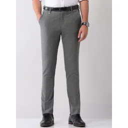 AD By Arvind Men Checked Slim Fit Formal Trousers-picture-43