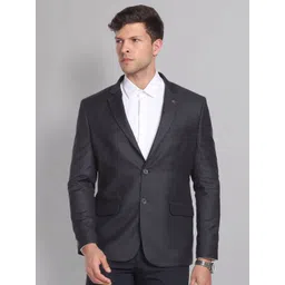 AD By Arvind Men Dark Grey Tailored-Fit Single-Breasted Formal Blazer-picture-17