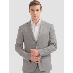 AD By Arvind Men Grey Solid Slim-Fit Single-Breasted Formal Blazer image 1