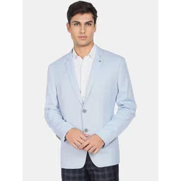 AD By Arvind Men Light Blue Self Design Single Breasted Formal Blazers-picture-44