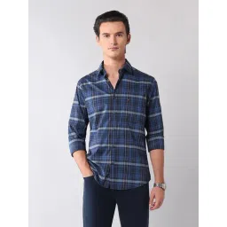 AD by Arvind Navy Blue Cotton Checks Shirt-picture-24