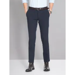 AD by Arvind Navy Slim Fit Flat Front Trousers-picture-14