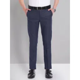 AD by Arvind Navy Slim Fit Flat Front Trousers-picture-44