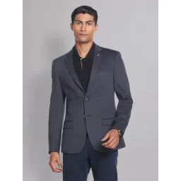 AD by Arvind Navy Slim Fit Self Design Blazer-picture-35