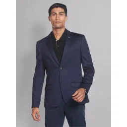 AD by Arvind Navy Slim Fit Self Design Blazer-picture-26
