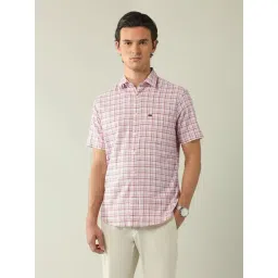 Ad By Arvind Pink Cotton Slim Fit Checks Shirt-picture-34