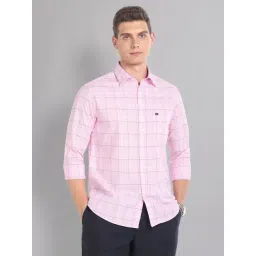 AD by Arvind Pink Slim Fit Check Shirt-picture-30