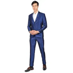 Ad By Arvind Royal Blue Regular Fit Self Pattern Two Piece Suit-picture-11