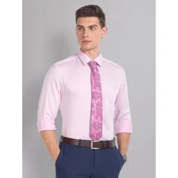 AD By Arvind Slim Fit Micro Ditsy Self Design Spread Collar Pure Cotton Formal Shirt-picture-40