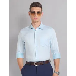 AD By Arvind Slim Fit Micro Ditsy Self Design Spread Collar Pure Cotton Formal Shirt-picture-39