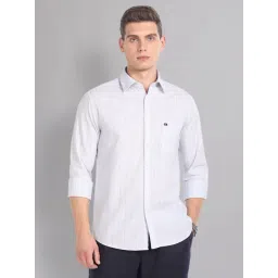 AD by Arvind Steel Grey Slim Fit Striped Shirt-picture-14