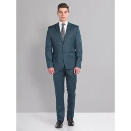 AD by Arvind Teal Green Regular Fit Notch Lapel Two Piece Suit-picture-12