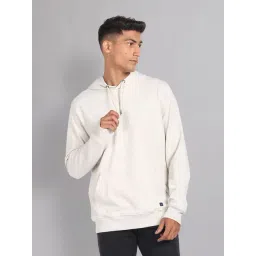 AD by Arvind White Melange Slim Fit Hooded Sweatshirt-picture-10