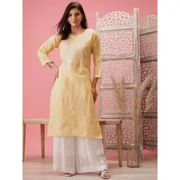 ADA Chikankari Embroidered Sustainable Cotton Kurta-picture-14