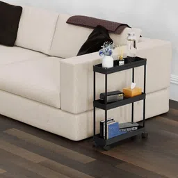 ada Slim 3-Layer Rolling Storage Rack with Wheels Kitchen Storage Organizer Trolley Plastic, Iron Kitchen Trolley-picture-14