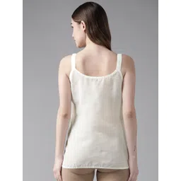 ADA Women Pack of 2 Black & Cream-Coloured Solid CottonHandloom Camisoles image 3