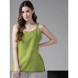 ADA Women Pack Of 2 Green & Black Solid CottonHandloom Camisoles-picture-20
