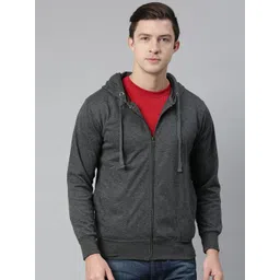ADBUCKS Men Grey Solid Hooded Sweatshirt-picture-26