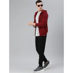 ADBUCKS Men Maroon Hooded Sweatshirt image 5