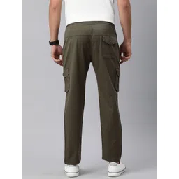 ADBUCKS Men Solid Regular Fit Cargos Trousers image 3
