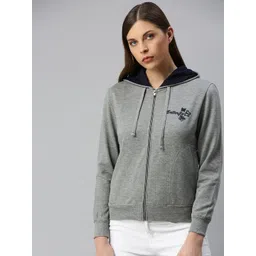 ADBUCKS Women Grey Solid Hooded Sweatshirt-picture-21