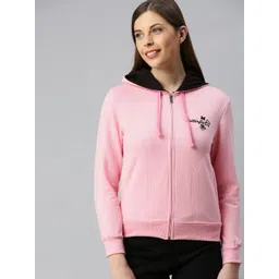 ADBUCKS Women Pink Solid Hooded Sweatshirt-picture-17