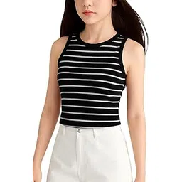 adbucks Women’s Sleeveless Ribbed Cotton Tank Top | Crew Neck Fitted Crop Top | Casual & Stylish – Sizes XS to XL-picture-36