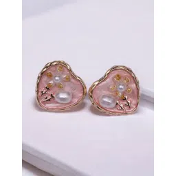 ADC SHEMONA Gold-Plated Heart Shaped Stone Studded Studs-picture-23