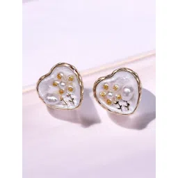 ADC SHEMONA Gold-Plated Heart Shaped Stone Studded Studs-picture-18