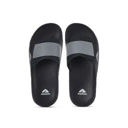 Adda Men Navy Blue & White Striped Rubber Sliders-picture-27
