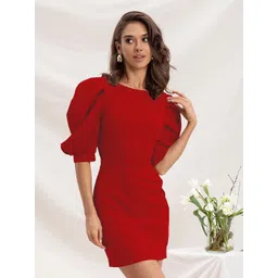 ADDYVERO Puff Sleeve Scuba Bodycon Dress-picture-21