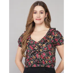ADDYVERO Women Black & Maroon Floral Print Top-picture-18