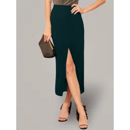 ADDYVERO Women Green Solid Ankle Length Pencil Skirts-picture-19