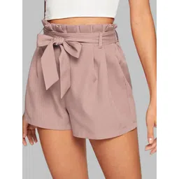 ADDYVERO Women Peach Solid High-Rise Shorts-picture-35