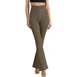 addyvero Women Regular Fit Brown Cotton Blend Trousers-picture-48