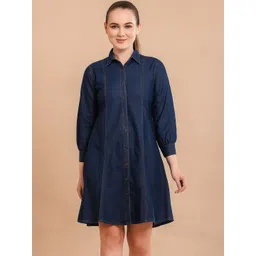 ADDYVERO Women Shirt Collar Denim Shirt Dress-picture-28