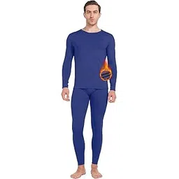 Bunex Men's Fleece Winter Body Warmer Thermal Warm Wear Top Pajama and Bottom Suit Combo Set for Men/Women (L - 90, Blue)-image-12