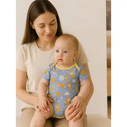 Adhigams Kids Printed Light Blue Baby Rompers image 5