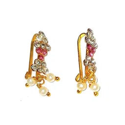 Adhira's Gold Plated Artficial Stones & Beads Press Bugdi Earrings-picture-30