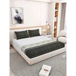 ADHUNA Green 250 TC Single Bedsheet with 2 Pillow Covers-picture-24