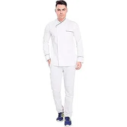 adhyah Black Cooking Chef Coat Side Button Stand Collar Single Breasted Crossneck, Full Sleeves, Snap Button for Men Hotels, Restaurants-picture-44