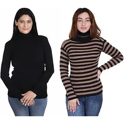 adibaba Women Woollen High Neck Swater Skivvy Pack of 2-picture-32
