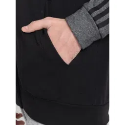 Adidas Black Cotton Regular Fit Colour Block Hooded Jacket image 5