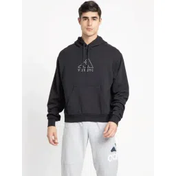 Adidas Black Cotton Regular Fit Logo Printed Hooded Jacket-picture-42